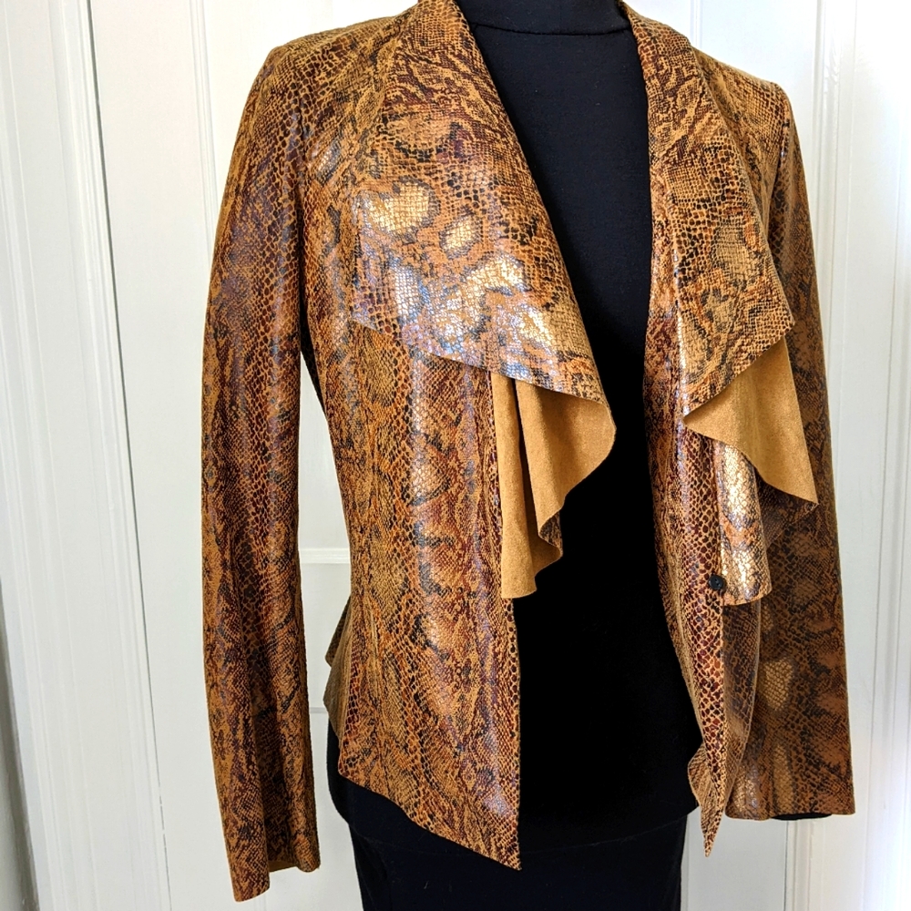 Zara NWOT Faux Leather Snake Skin Jacket XS